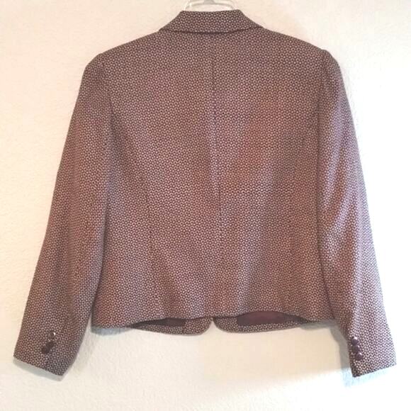 Monroe & Main Tweed Two Button Burgundy Deep Red & Cream Lined Fitted Blazer 8 - Picture 3 of 11